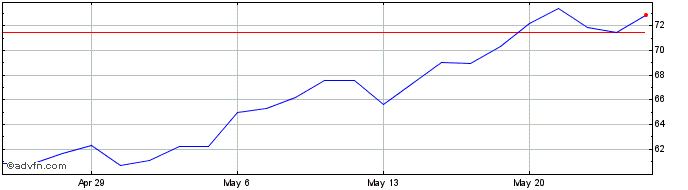 1 Month Nutanix Share Price Chart